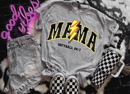 Softball Bolt Mama Softball 24/7 Graphic Shirt