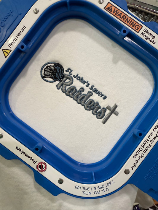 St. John’s Sauers Raiders embroidered shirt