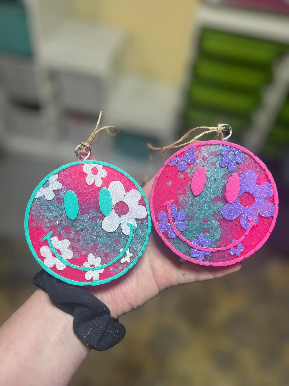 Floral Smiley Car Freshie