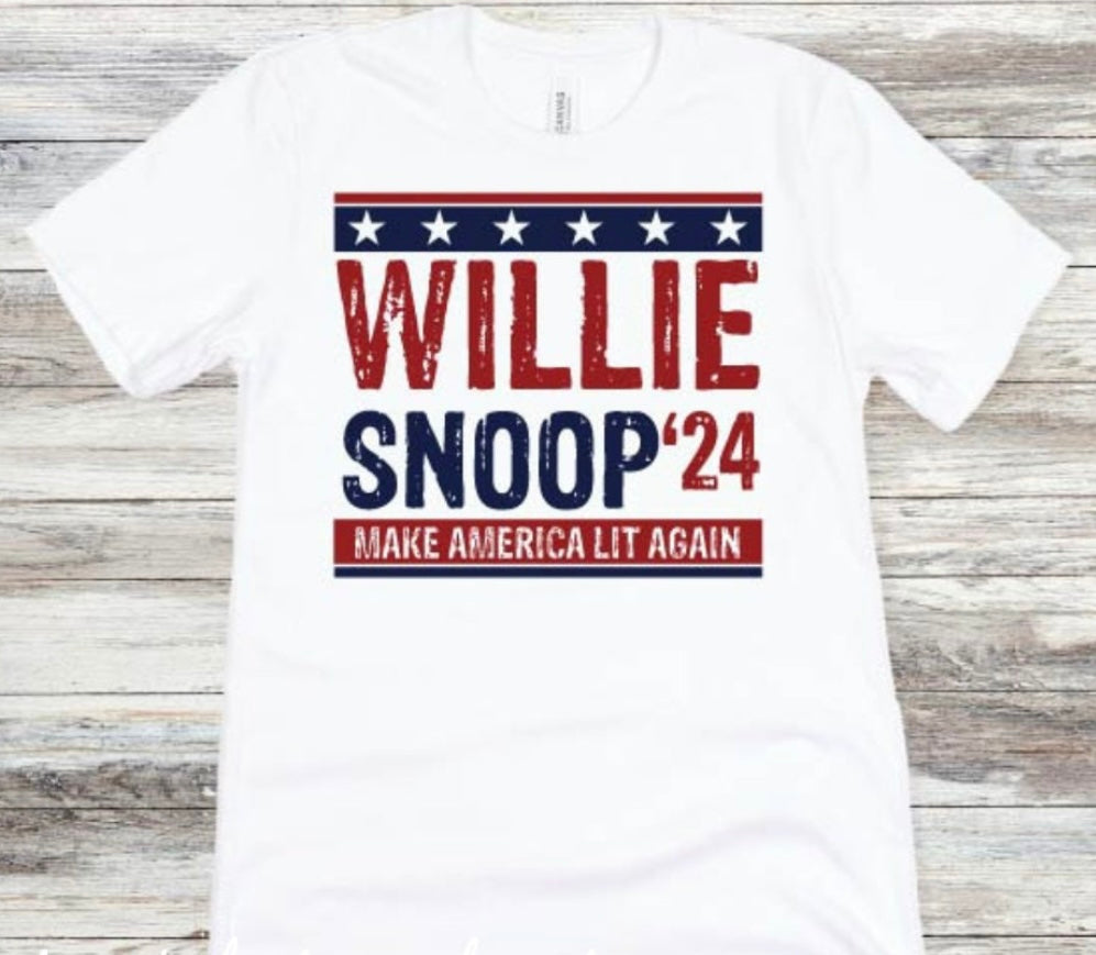 Willie Snoop 2024 Make America Lit Again graphic shirt