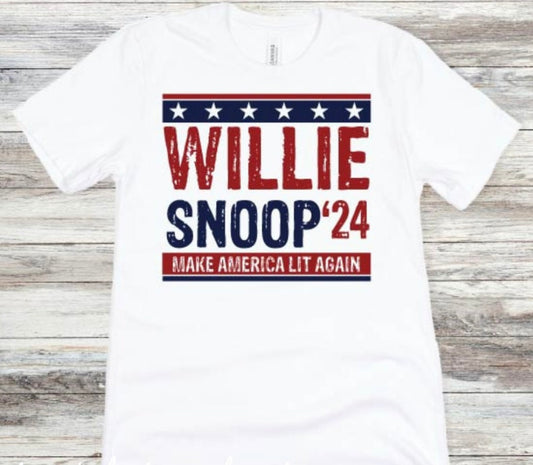 Willie Snoop 2024 Make America Lit Again graphic shirt