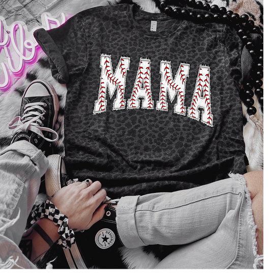 Sports Mama Black Leopard Graphic Shirt baseball soccer softball football volleyball basketball