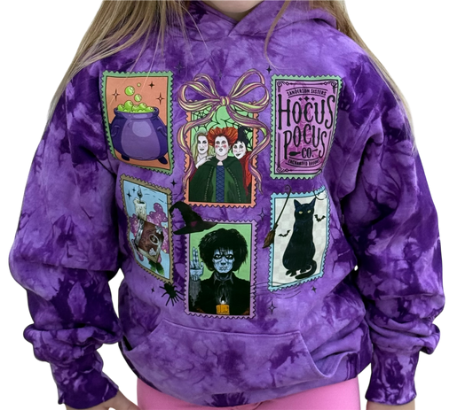 Adult medium purple tie dye Hocus Pocus hoodie