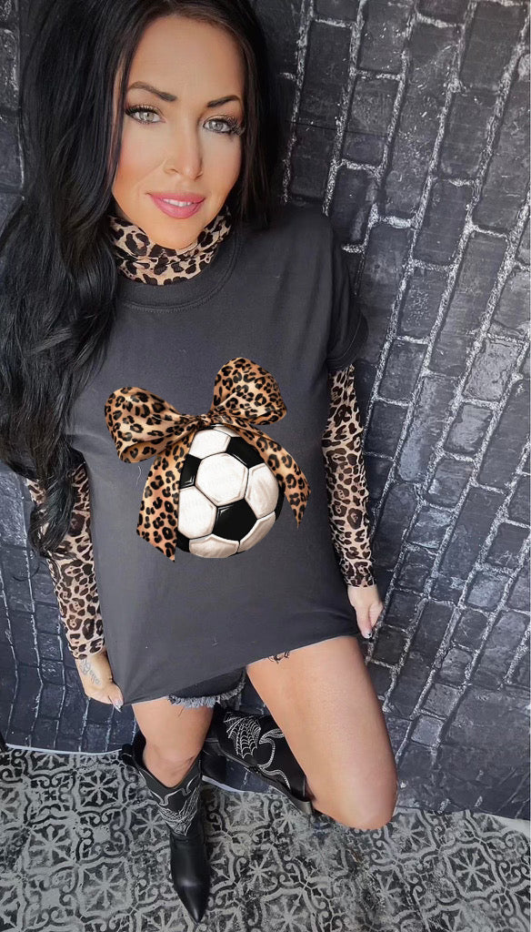 Leopard Bow Soccer Graphic Shirt