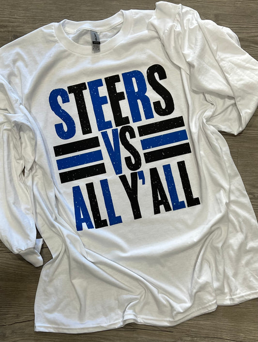 Steers vs all y’all graphic shirt