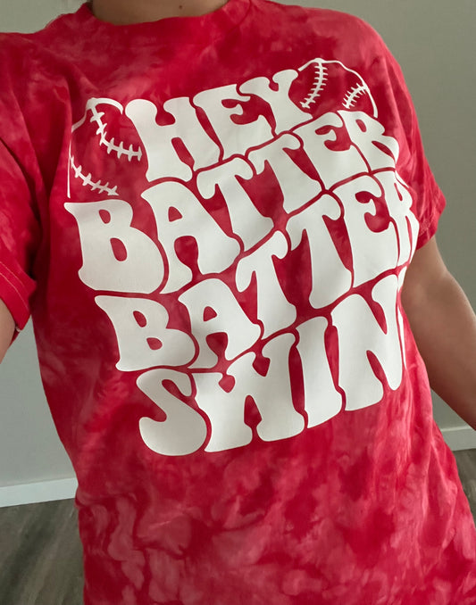 Hey batter batter swing graphic shirt (only tee will be tiedye look! All other styles will be solid color)