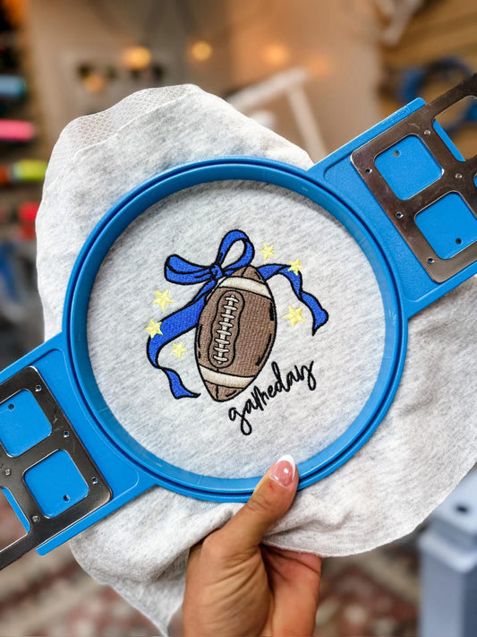 Vintage Game Day Football Bow Embroidered Shirt