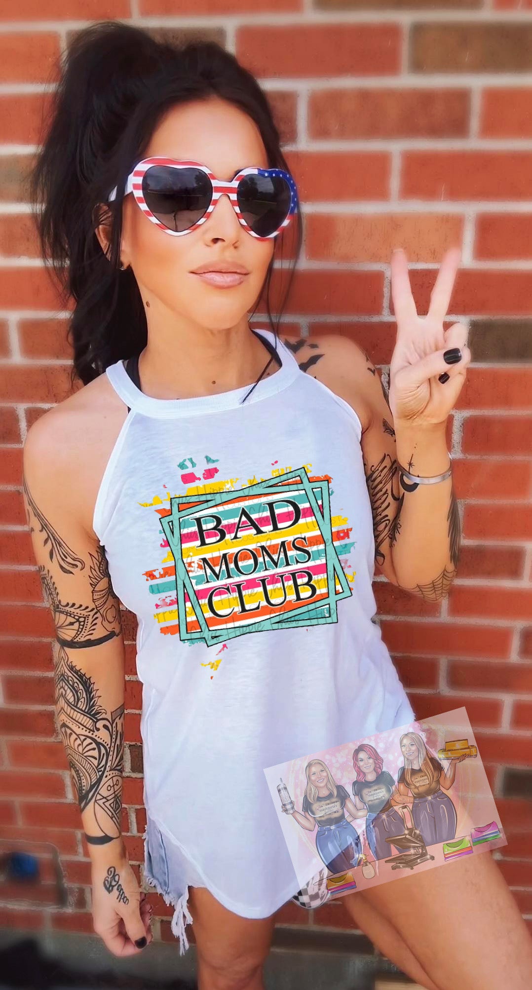 Bad moms club graphic shirt