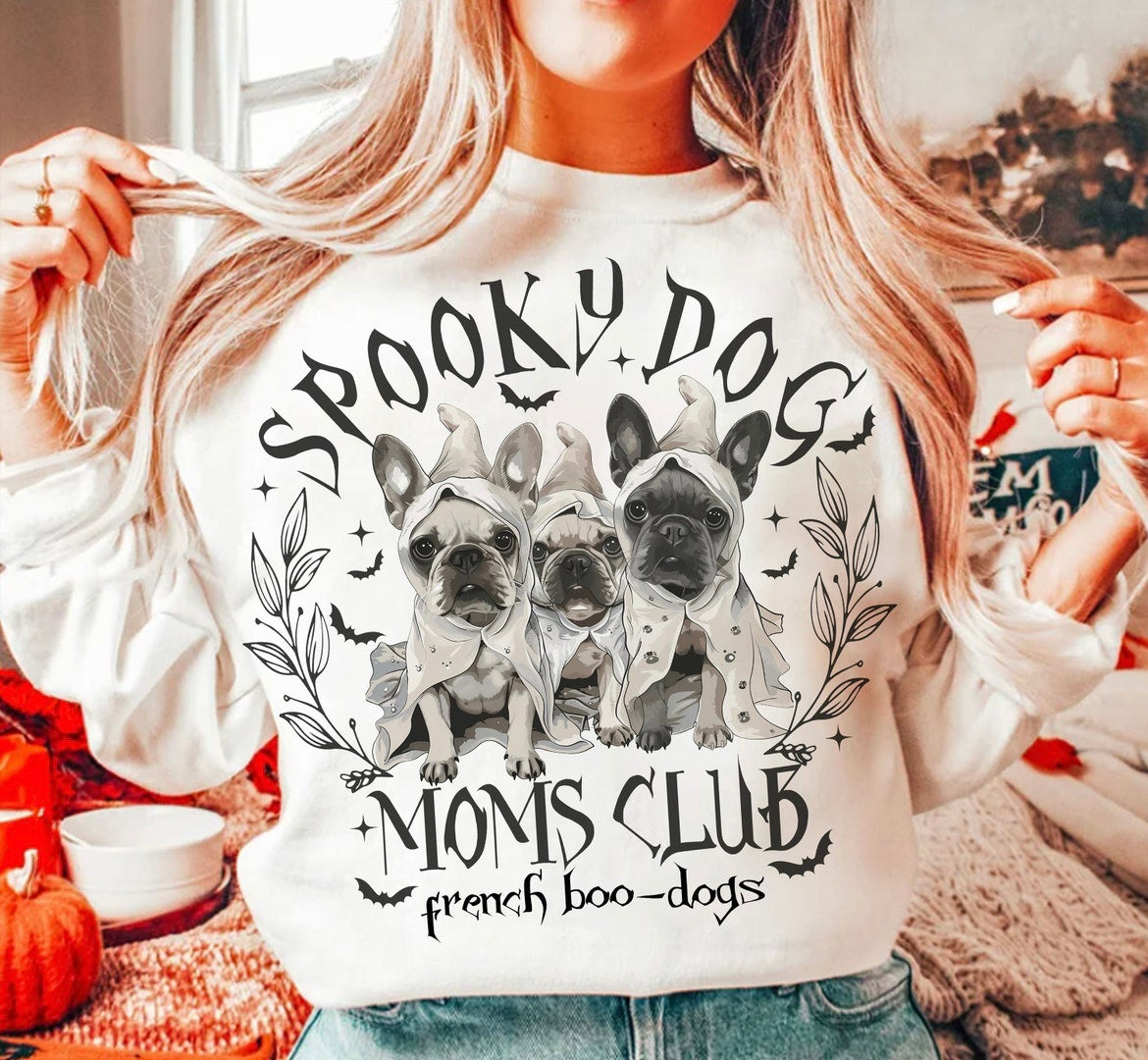 Spooky dog mom club French boo dogs graphic shirt Mavictoria s Boutique