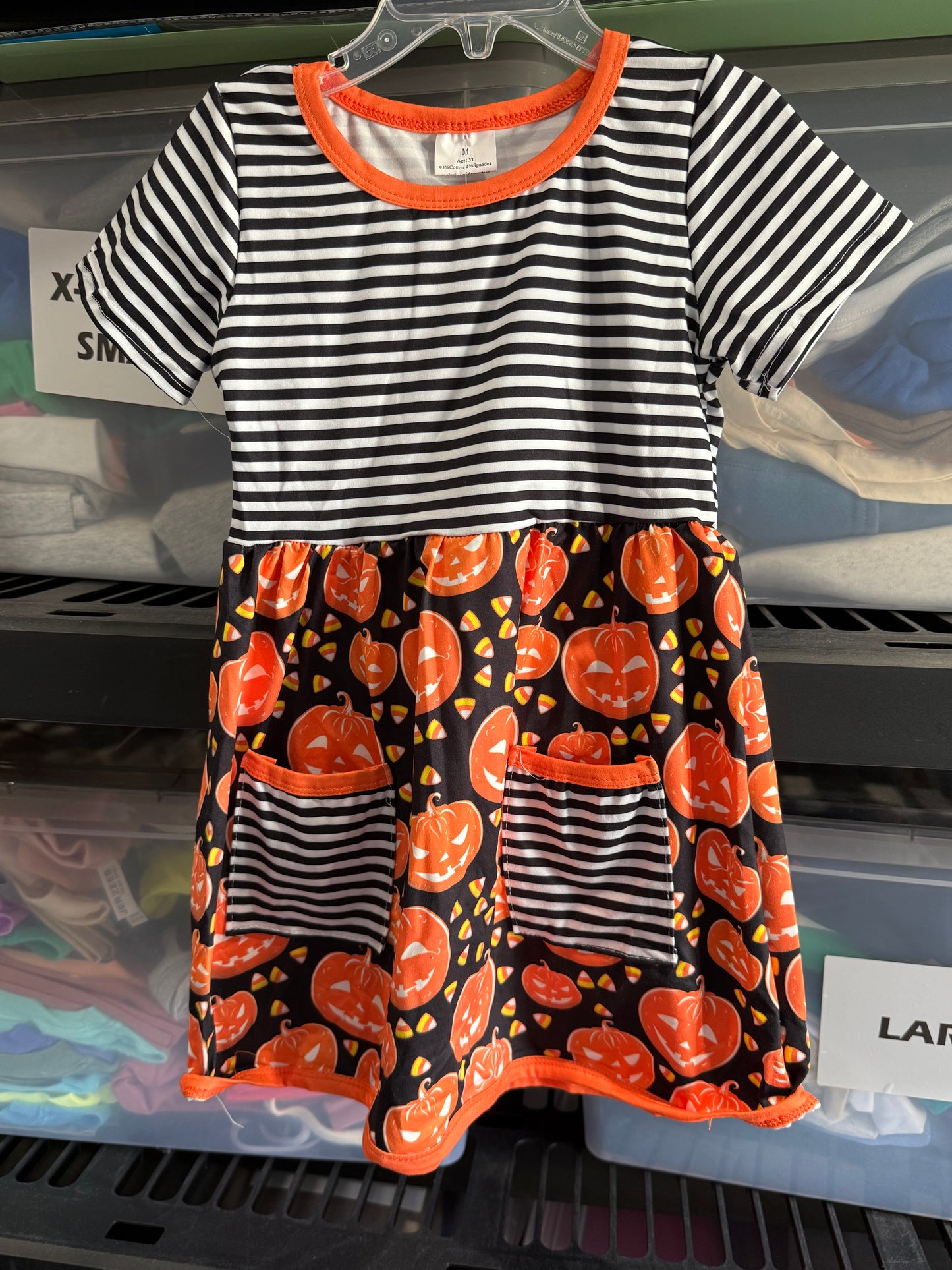 Halloween stripped pumpkin dress