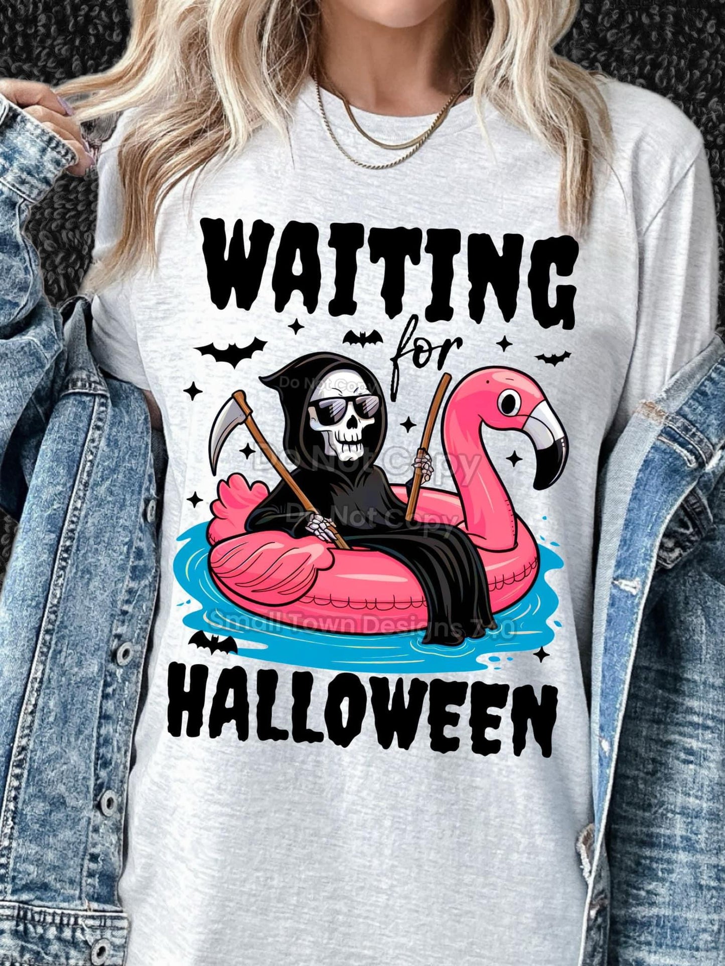 Waiting for Halloween skeleton graphic shirt
