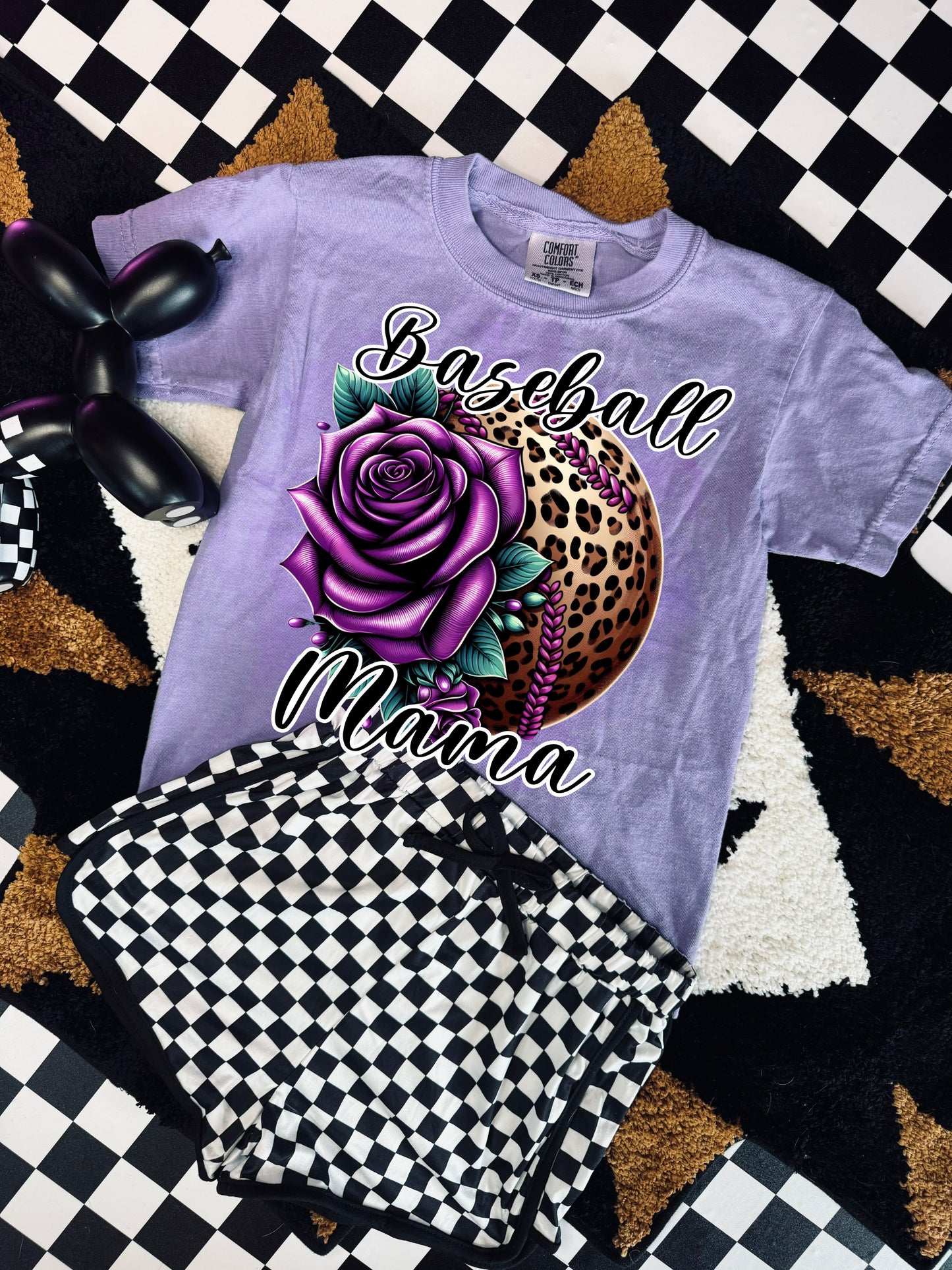 Baseball Mama Leopard Floral Graphic Shirt