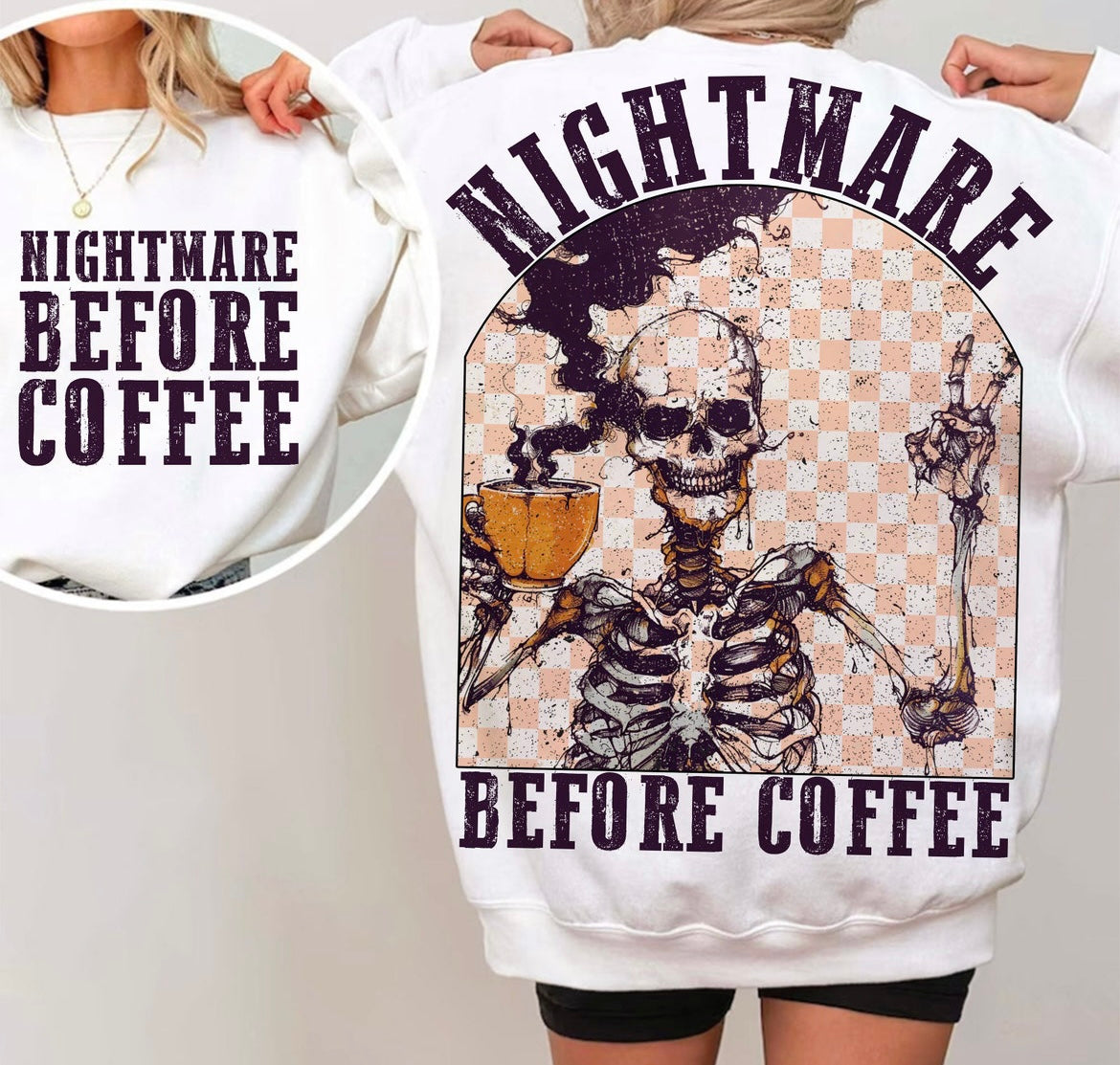 Nightmare before coffee graphic shirt