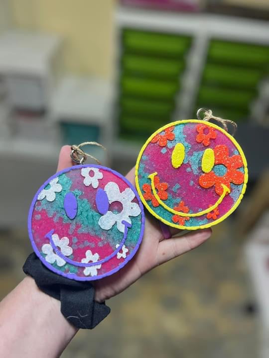 Floral Smiley Car Freshie