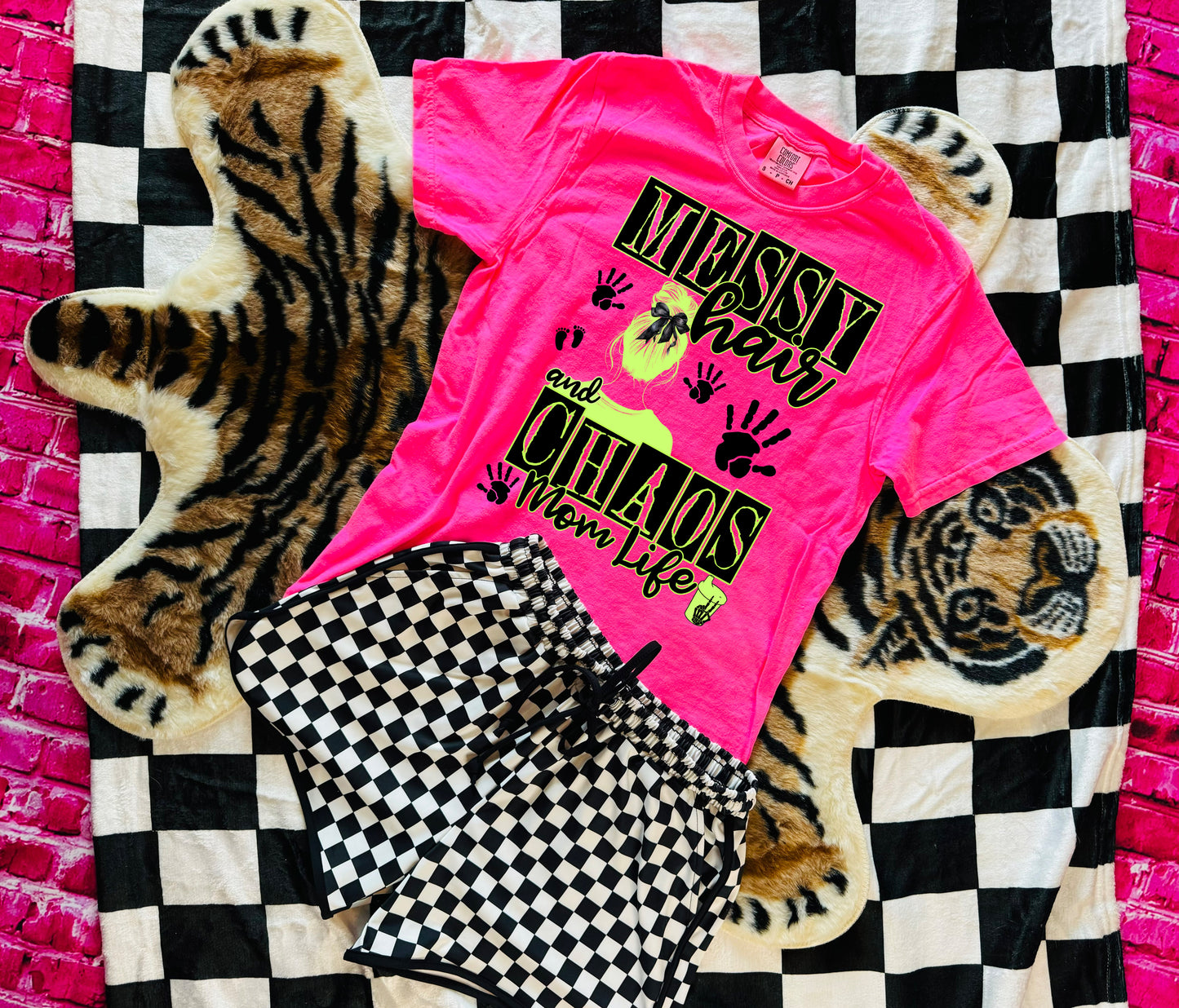 Messy Hair and Chaos Mom Life COMFORT COLOR Graphic Shirt