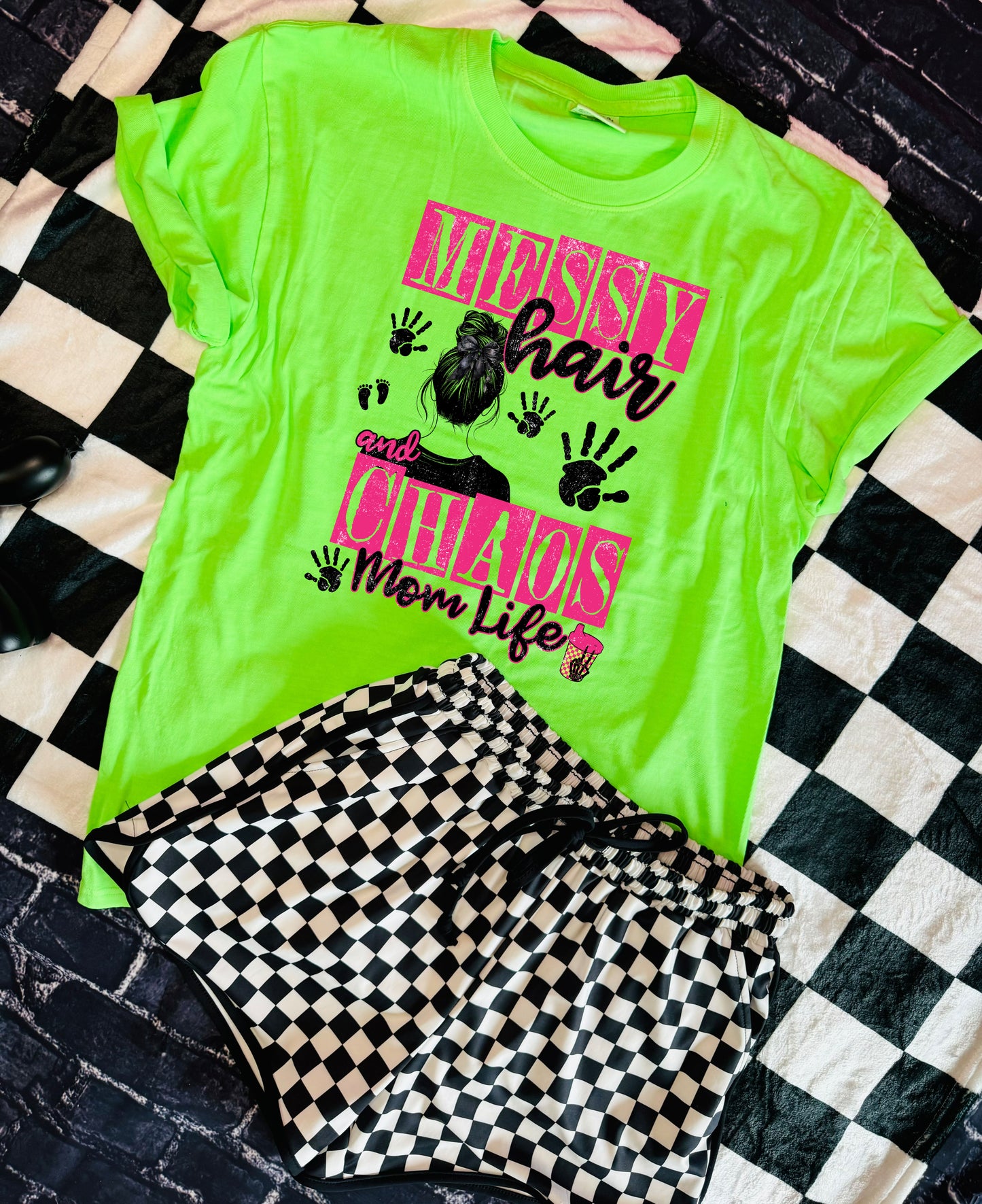 Messy Hair and Chaos Mom Life Graphic Shirt