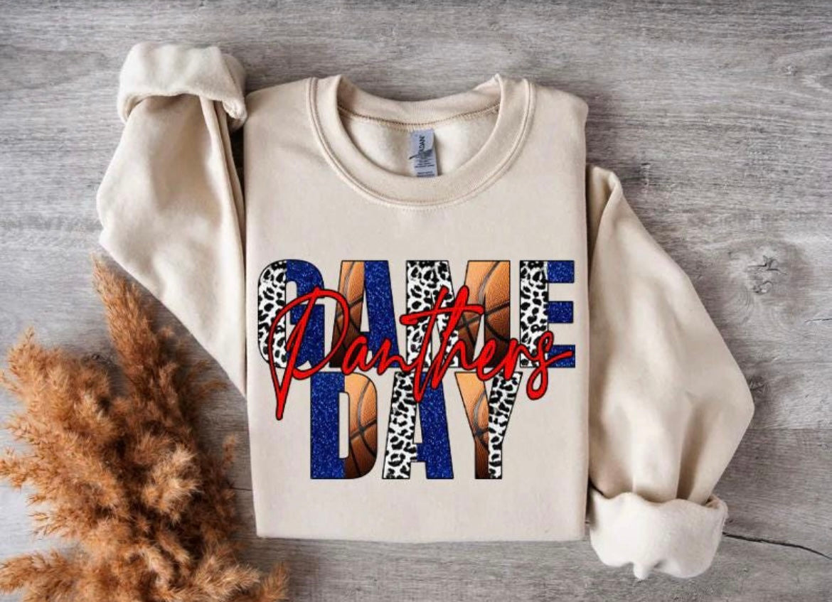 Game Day Panthers Leopard Basketball Graphic Shirt