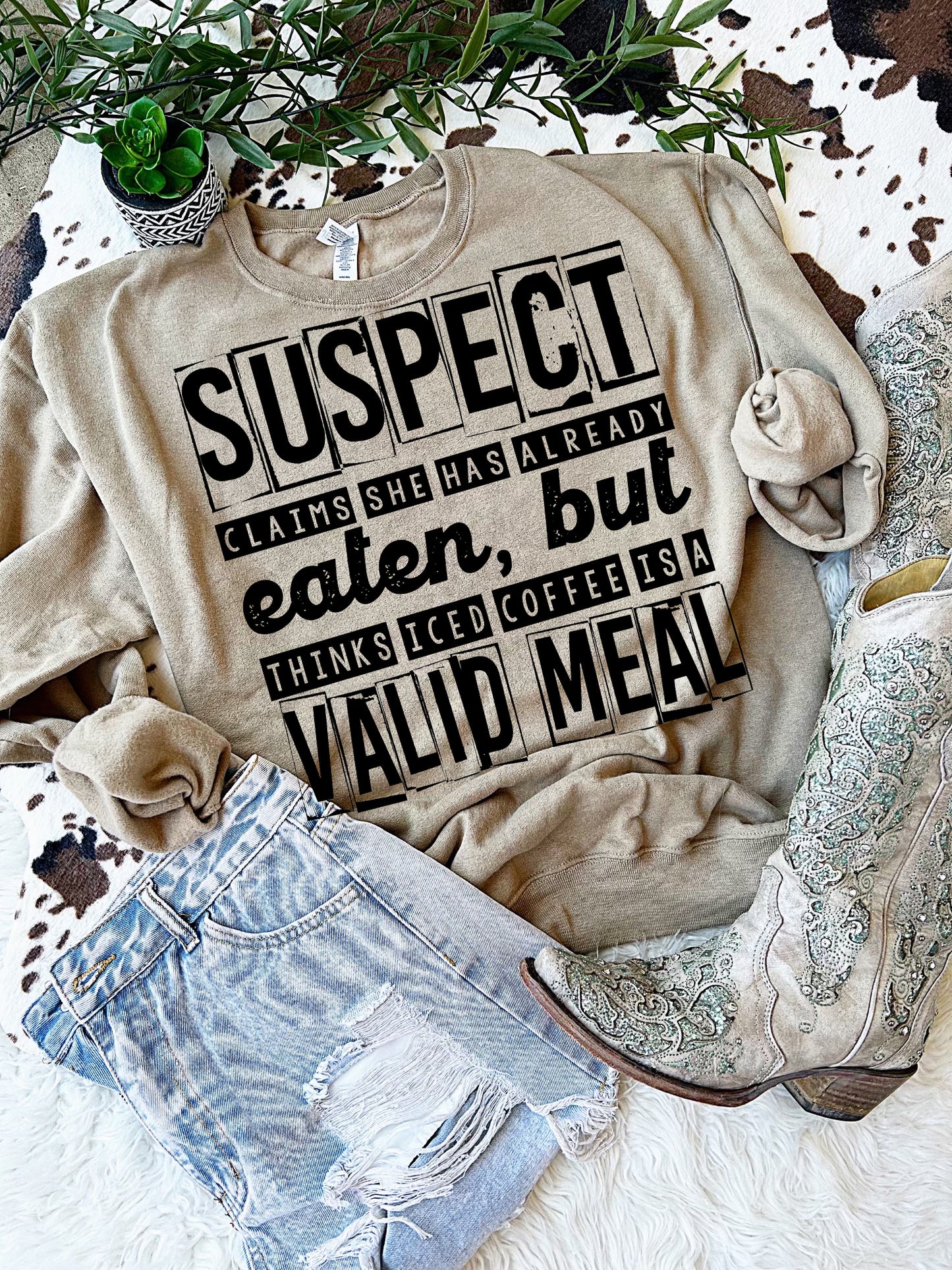 Suspect claims she has already eaten but thinks iced coffee is a valid meal.