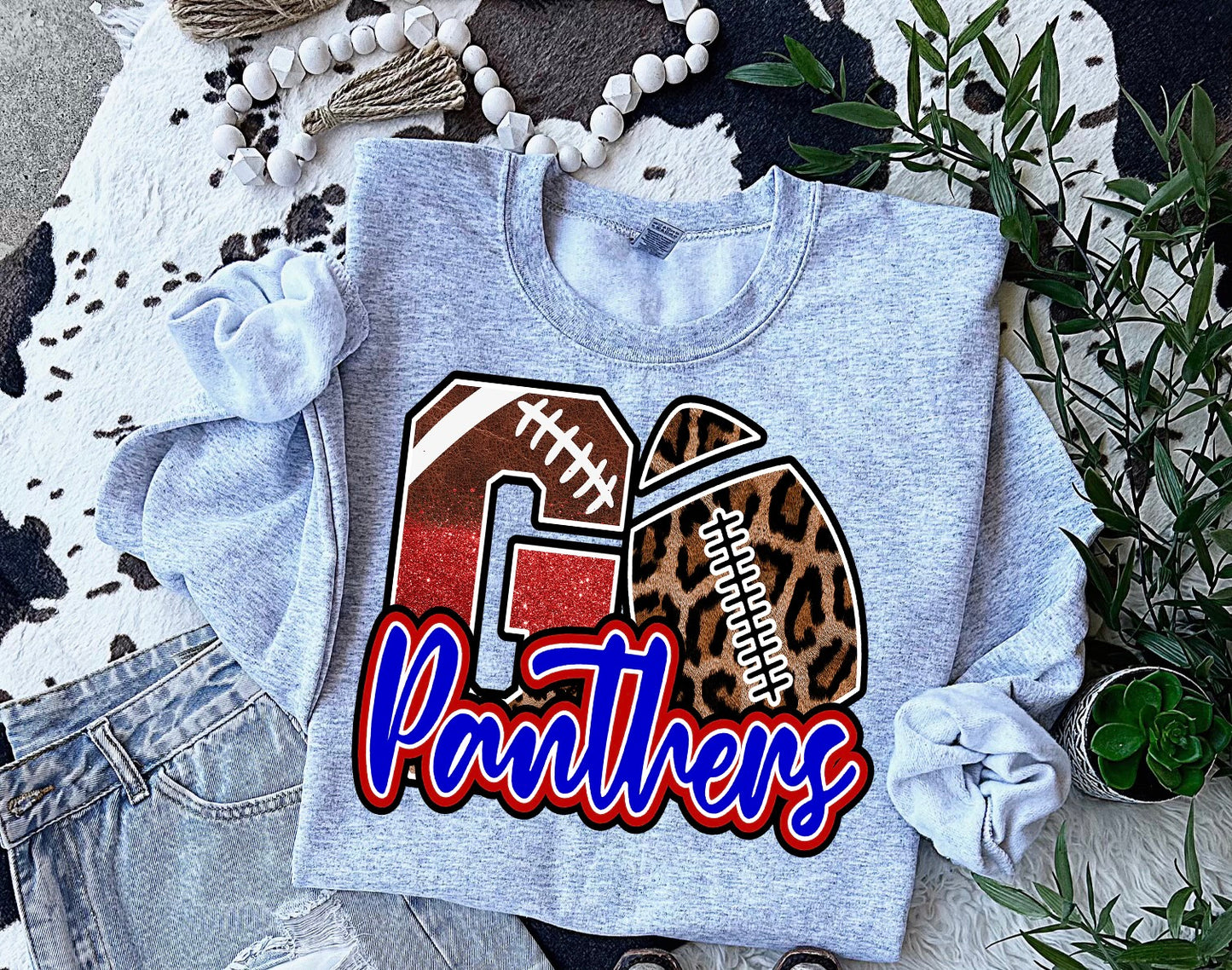 KIDS Go Panthers Leopard Football Graphic Shirt