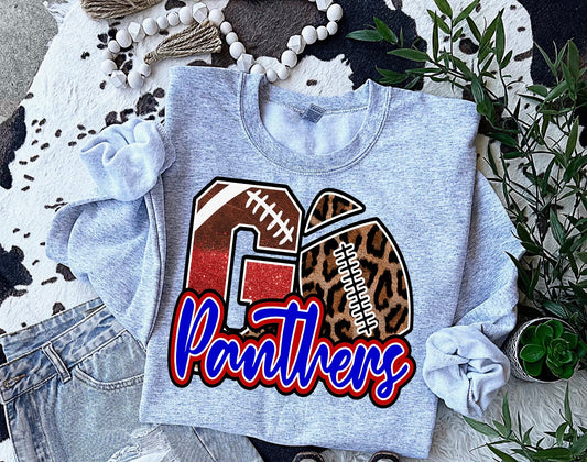 KIDS Go Panthers Leopard Football Graphic Shirt