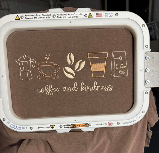 Coffee and kindness embroidered shirt