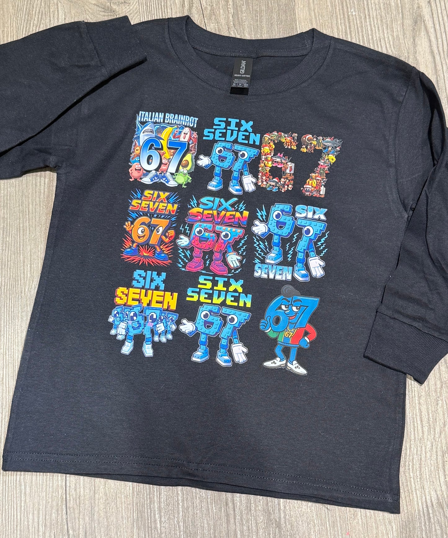 67 Brainrot collage graphic shirt