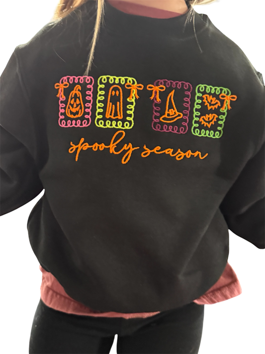 Spooky season neon embroidered shirt