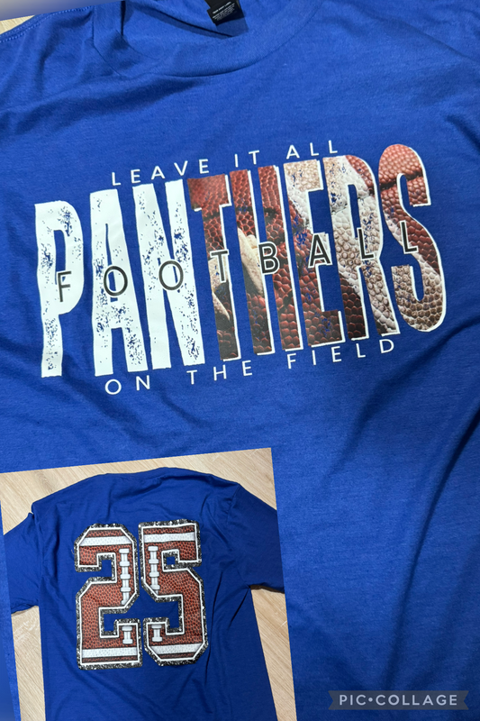 Panthers football leave it all on the field graphic shirt customize back