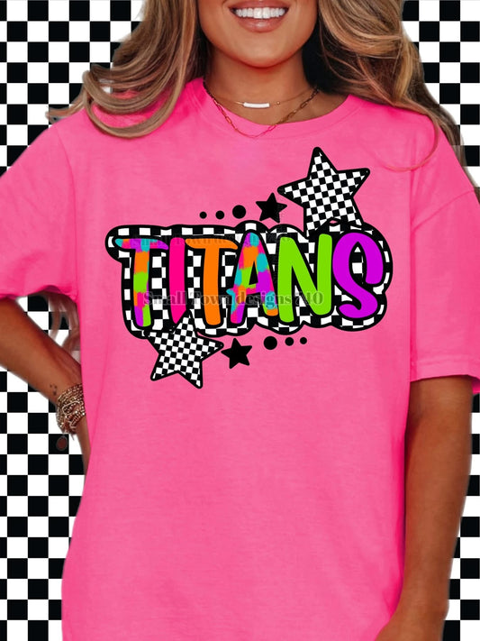 Titans neon checkered graphic shirt
