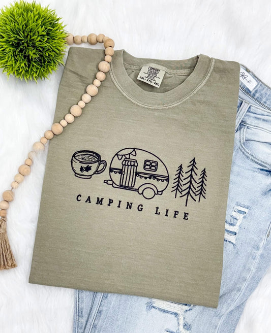 Camping Life Embroidered Shirt