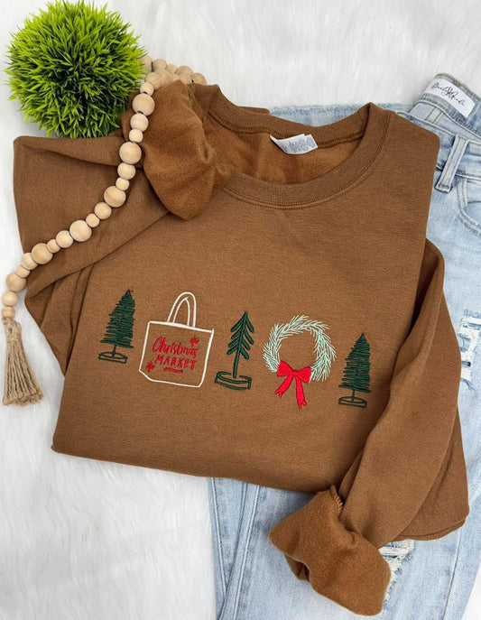 Christmas Market Embroidered Shirt