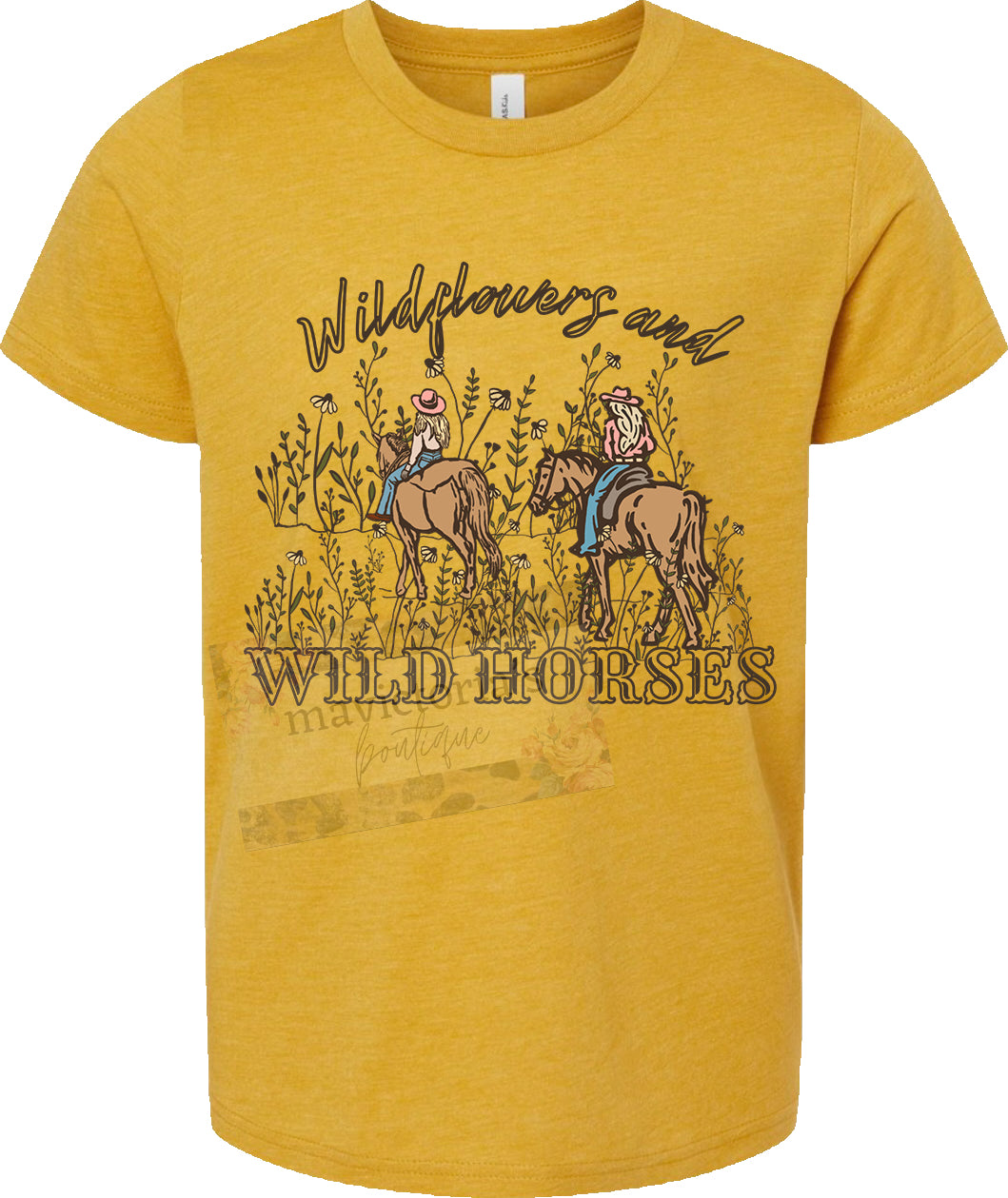 Wildflowers and wild horses graphic shirt
