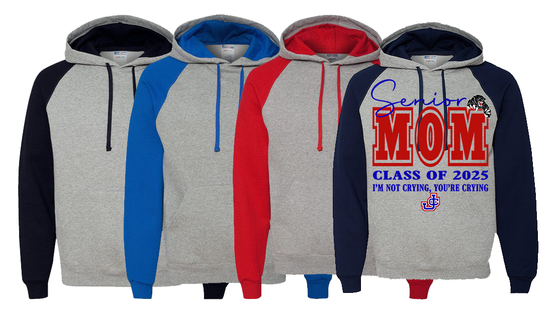Jennings County Panthers Senior Mom Class of 2025 Raglan Hoodie