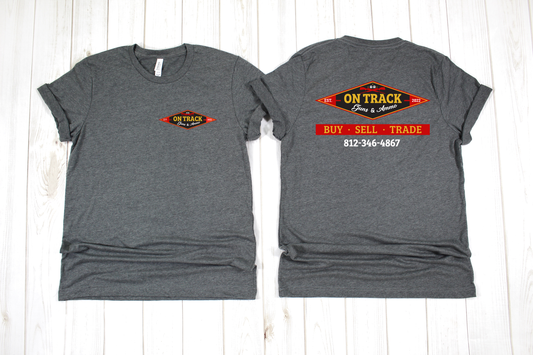 On Track Guns and Ammo Kids Dk Heather Grey Shirts