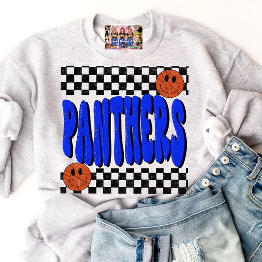 Panthers Basketball Checkered Design graphic shirt