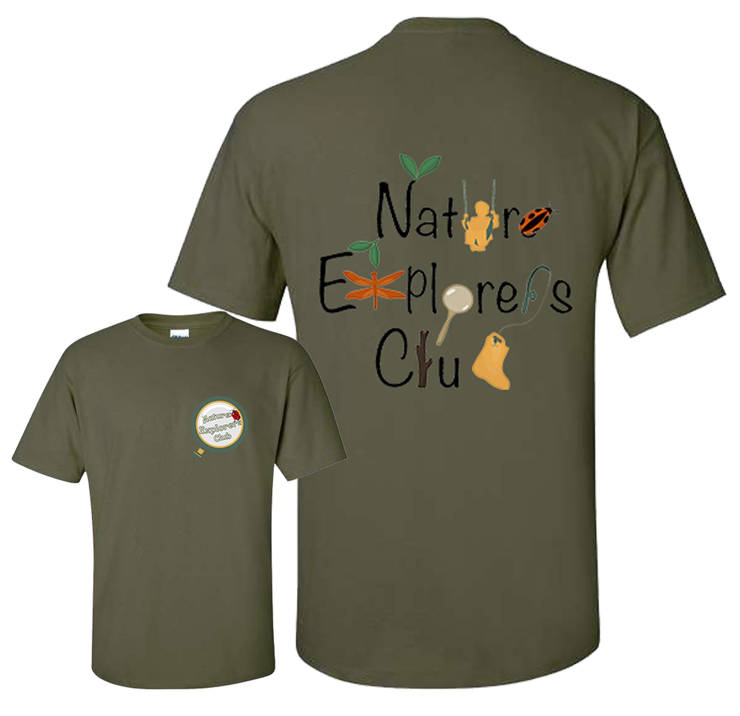 Nature Explorers Club Military Green Graphic Shirts D1