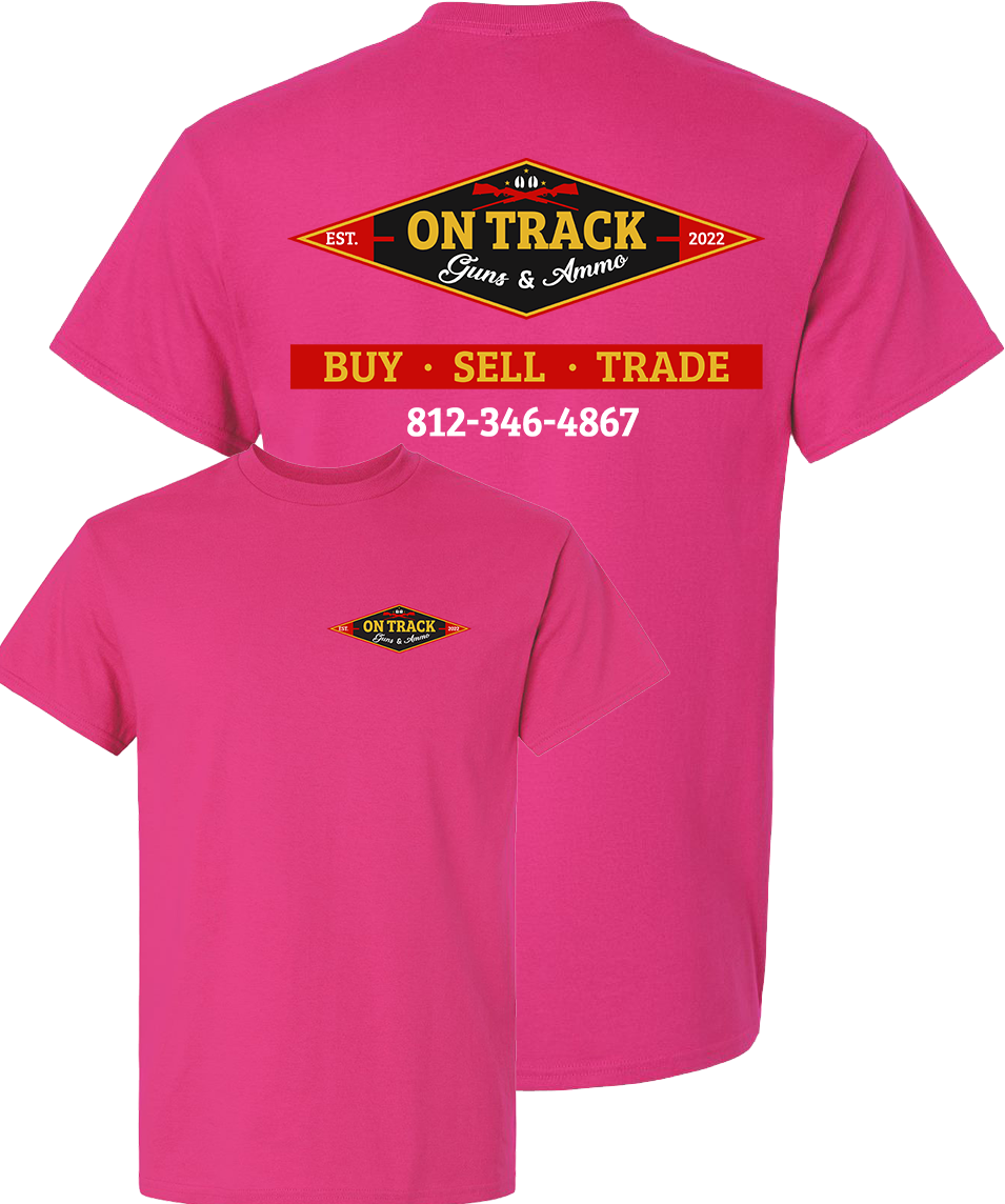 On Track Guns and Ammo Kids Pink Shirts