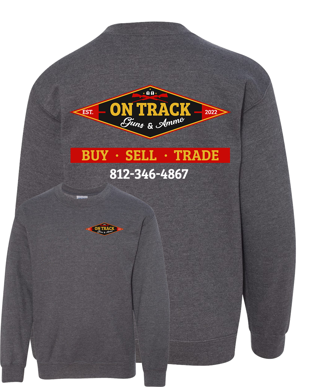 On Track Guns and Ammo Kids Dk Heather Grey Shirts
