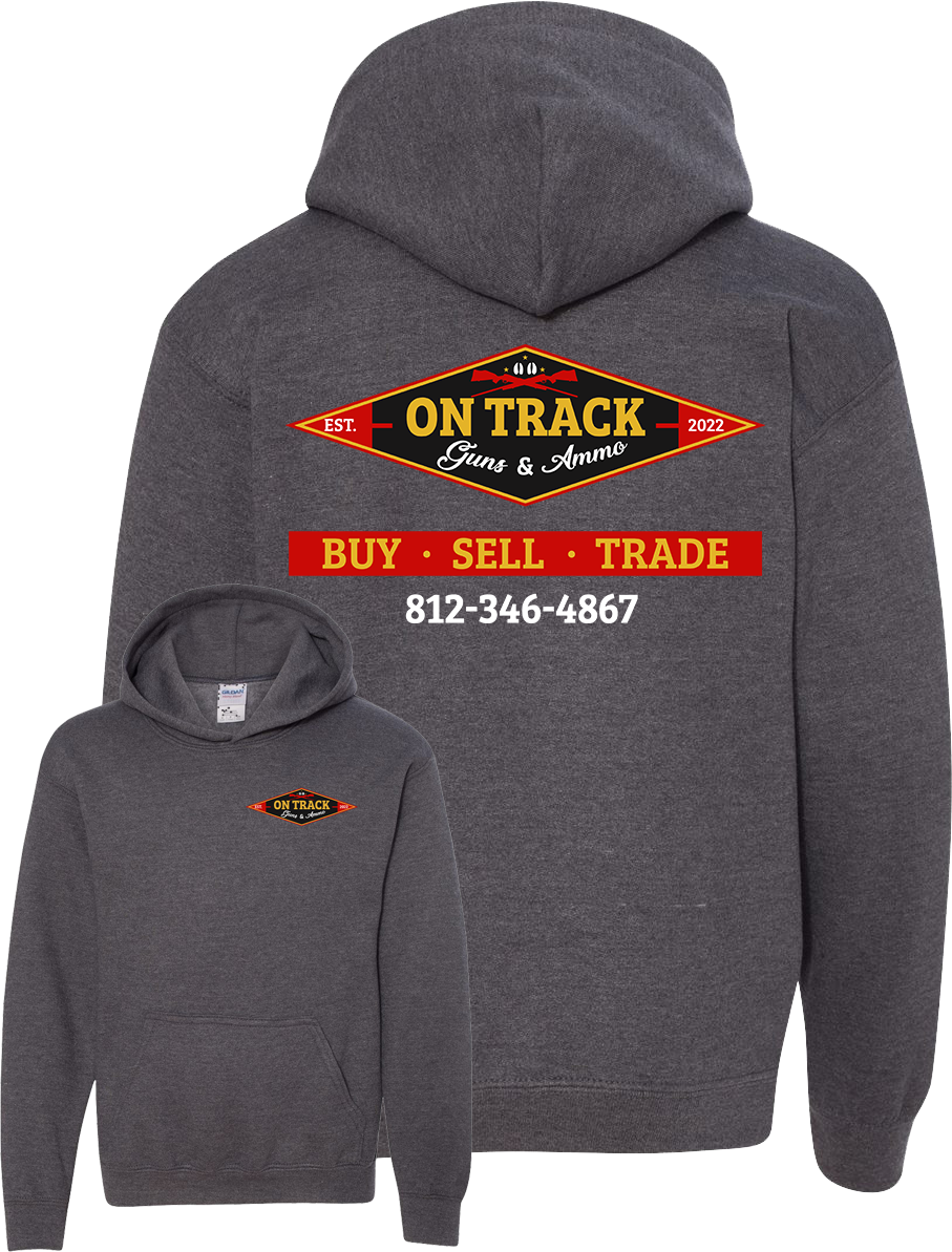 On Track Guns and Ammo Kids Dk Heather Grey Shirts