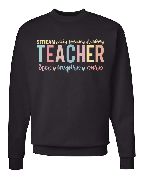 STREAM Teacher Love Inspire Care Stacked Graphic Shirt