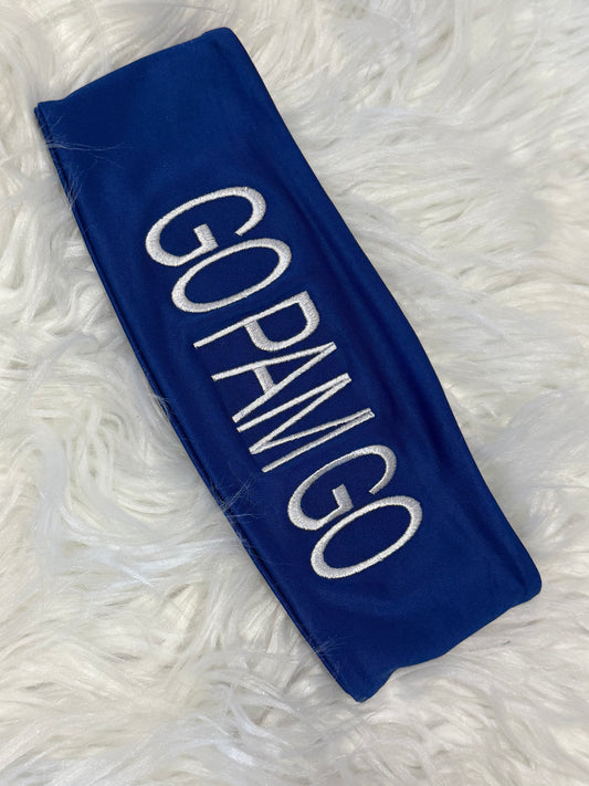 Custom wide head band embroidered