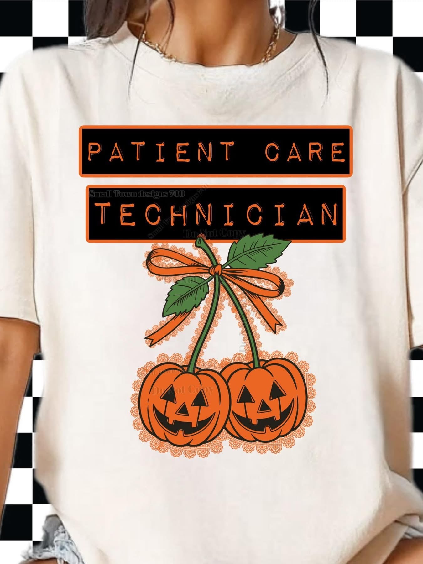 Occupation Faux Lace Cherry Pumpkins Halloween Graphic Shirt
