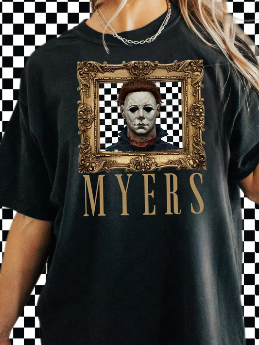 Michael Myers checkered frame horror graphic shirt