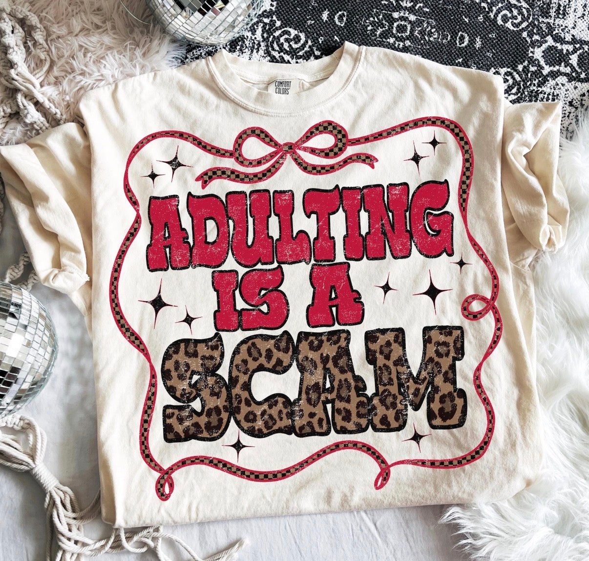Adulting is a scam graphic shirt