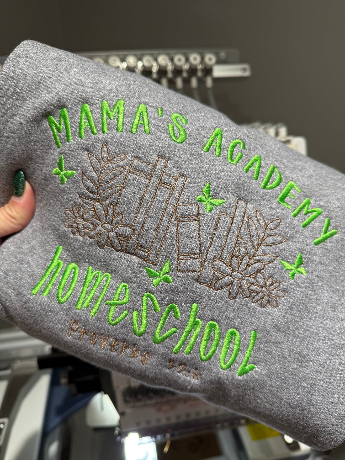 Mamas Academy Homeschool Proverbs embroidered shirt