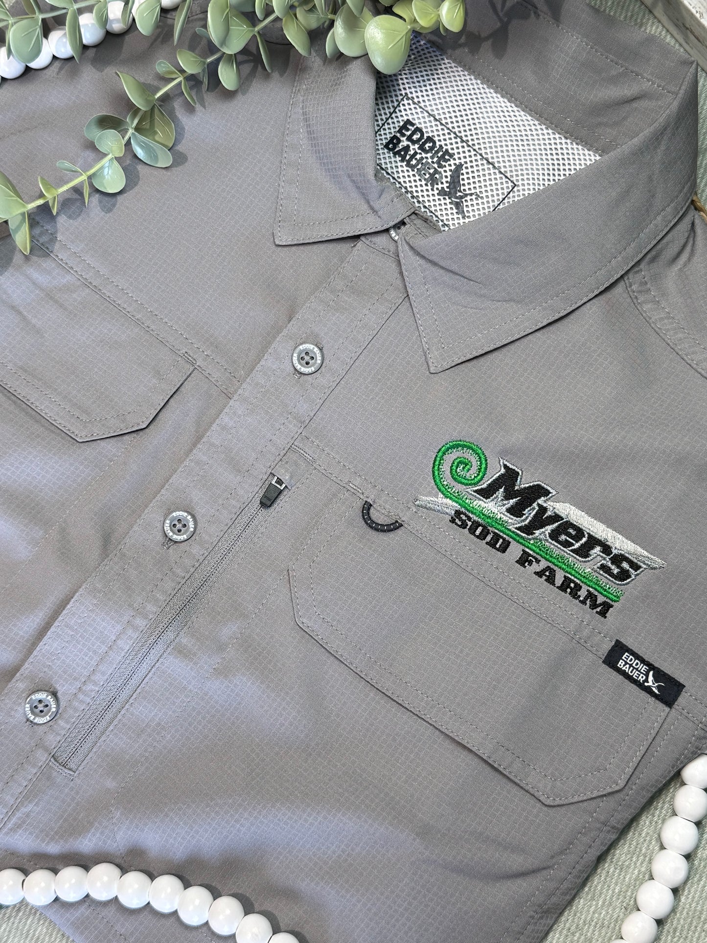 Myers Sod Farm Embroidered Eddie Bauer Men’s Tech Woven Shirt