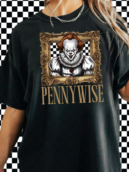 Pennywise checkered frame horror graphic shirt