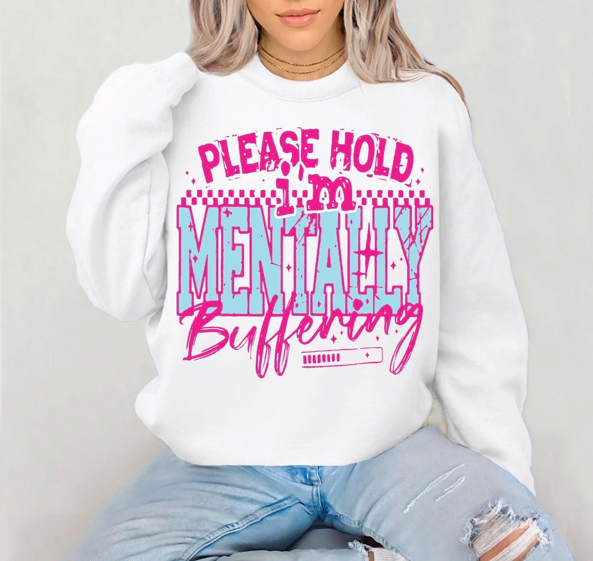 Please hold I’m mentally buffering graphic shirt