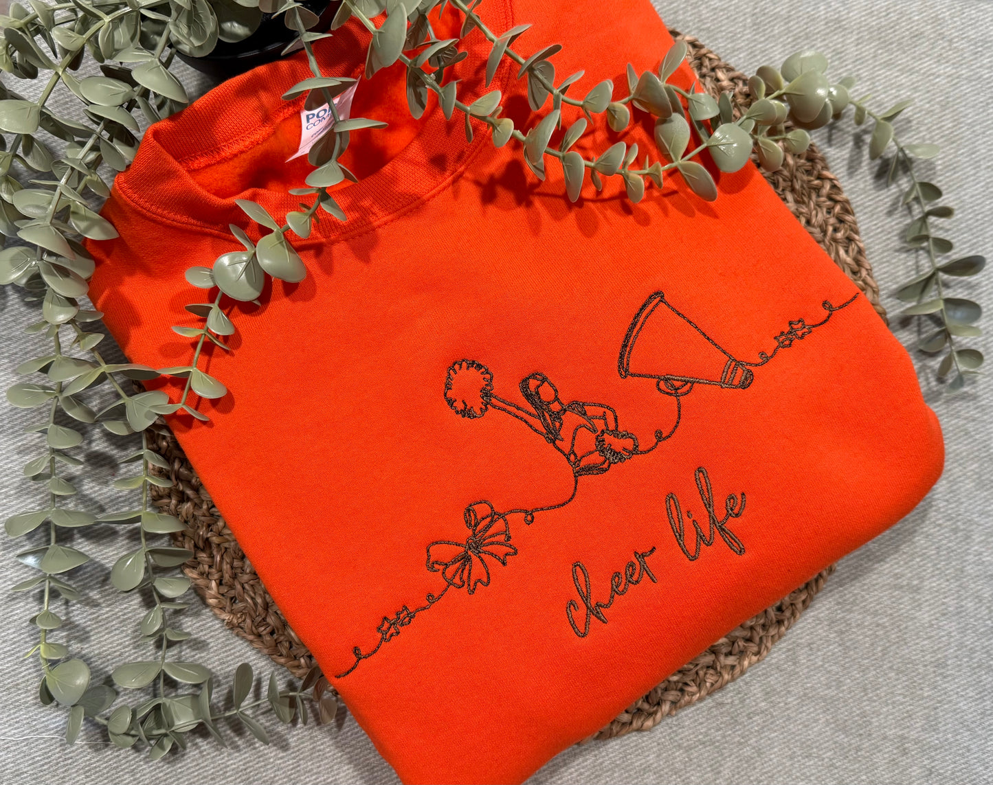 Cheer Life Line Art Embroidered Shirt