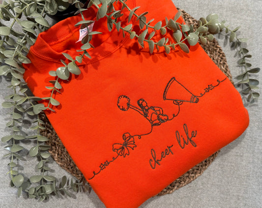 Cheer Life Line Art Embroidered Shirt
